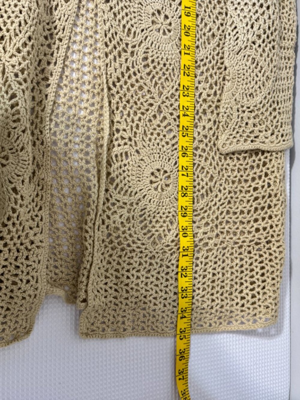 HANDMADE Crocheted Beige Duster Jacket - Picture 6 of 6